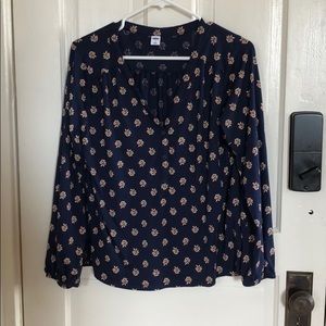 Navy Cotton Blouse